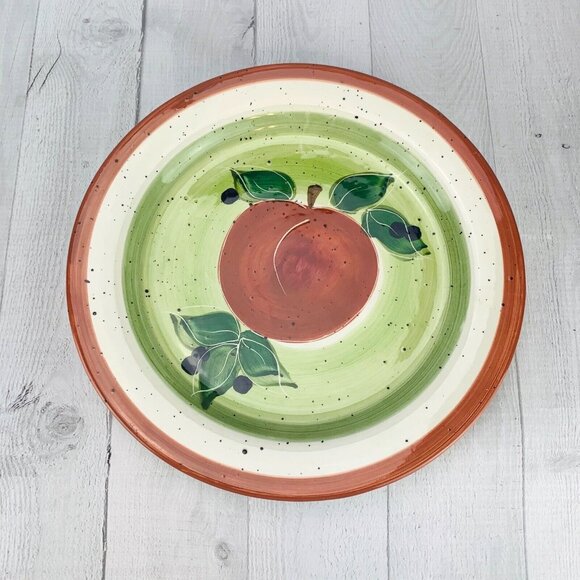 Julie Ueland 1997 FRUITS Center Rust Band Speckled Dinner Plates Set of Four - Picture 8 of 10